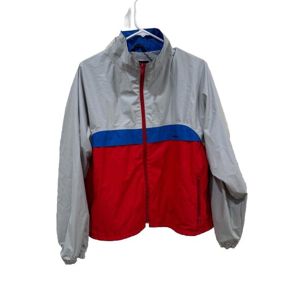MENS USED VINTAGE‎ HELLY HANSEN TECH RED,GREY & BLACK ZIPPER WINDBREAKER Large L - Picture 1 of 10